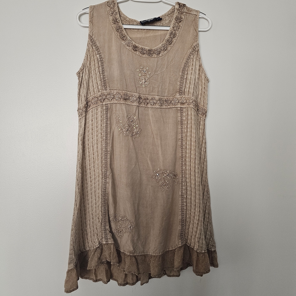 Coline Floral Embroidered Fairy Renaissance Mini Dress Whimsigoth Boho Y2K Bead